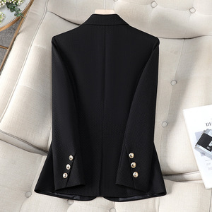 Women's Blazer Brown Plaid Polyester Anti-Wrinkle Office Wear - Product Image 4