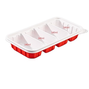 BPA Free Recyclable Microwavable Eco-friendly Biodegradable 4-Compartment Red White PP Food Storage Take Out Box with Lids - Product Image 1