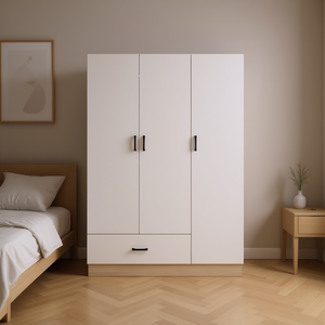 Armoire moderne à 2 portes battantes, meuble autoportant en bois, style minimaliste, portes en MDF, meubles de chambre à coucher - Product Image 2