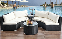 Sofá Seccional Modular Curvo para Exteriores con Mesa de Centro, Juego de Muebles de Patio Redondos en Forma de Media Luna para Villa de Lujo, Directo de Fábrica