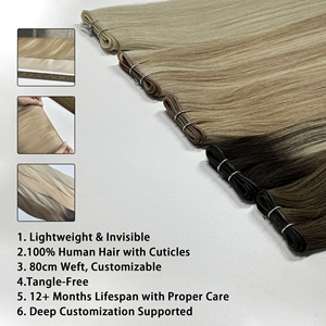 Genius <span class=keywords><strong>Weifa</strong></span> Haarverlängerung Doppelt Gezogenes Echthaar 100% Remy Jungfräuliches Chinesisches Blondes Haar Clip-in Weft - Product Image 5