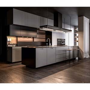 Fabricant de meubles de cuisine haut de gamme, design moderne, meubles de cuisine modulaires, îlot de cuisine en bois, armoire de cuisine, cuisine sur mesure pour villa - Product Image 6