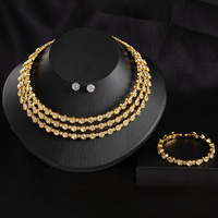 Parure de bijoux africains en strass couleur or pour mariée, collier ras-du-cou, boucles d'oreilles et bracelet, accessoires de mariage pour femme