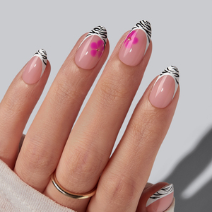 BTArtbox Uñas Postizas Cortas Almendradas de Gel Suave, Estilo Francés Hechas a Mano para Verano, Uñas a Presión al por Mayor - Product Image 1