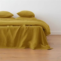 Parure de lit en lin lavé sur mesure 4 pièces : housse de couette, drap plat, taies d'oreiller, couleur unie pour la maison et l'hôtel