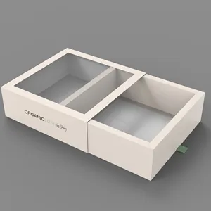 Custom Logo High Quality Luxury Cardboard Small Drawer Box Packaging Pull Out Sliding Gift Drawer Box With Clear PVC Window