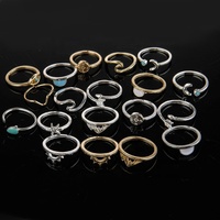 Femme flèche soleil étoile de mer boussole lune oeil vague bijoux Vintage plaqué or alliage échantillon bagues de fiançailles conception
