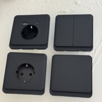 Interruptor de pared eléctrico de 86 paneles para PC, 16A europeo, 20A AC 250V, enchufe universal de 13A para Reino Unido, USB-C, negro mate, regulador de intensidad moderno, 1 interruptor.