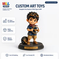 Figurine de garçon Bangkok Explorer sur le thème des animaux en ABS PVC personnalisé avec volant en laiton et lunettes d'aviateur, objet de collection, BSCI ISO9001