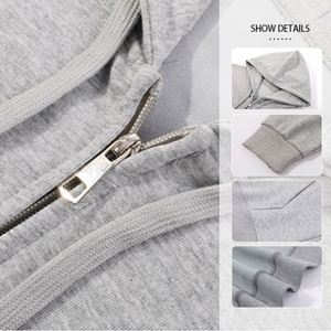 เสื้อฮู้ดดี้ผู้ชาย 320 GSM สีดำ แบบซิป ไม่มีลาย ปักโลโก้ตามสั่ง ผ้าฝ้ายผสมโพลีเอสเตอร์ สไตล์สตรีทแวร์ - Product Image 2
