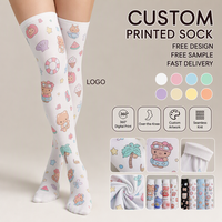 Chaussettes imprimées mi-mollet antibactériennes, mignonnes, style dessin animé, inspirées de la subculture japonaise et de la dopamine, pour l'été