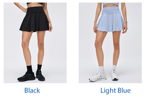Rok Tenis Dengan Celana Dalam Musim Semi Musim Panas Cepat Kering Bernapas Kebugaran Lipit Warna Polos Rok Pendek Olahraga OEM - Product Image 5