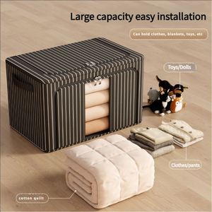 Foldable Metal Steel <b>Frame</b> Wardrobe Cabinet Storage Organizer Bins Oxford Fabric Storage Box with Windows - Product Image 2