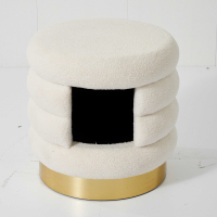 Luxuriöses Massivholz Umweltfreundliches Haustier-Sofa-Bett mit Baumwollfilzplatte für Katzen und Hunde Runde Form Keine Montage Erforderlich