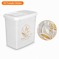 Conteneur de stockage de riz transparent et fin sur mesure OEM avec couvercle rabattable, distributeur de céréales en plastique hermétique pour cuisine, vente en gros