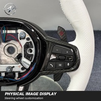Volante Deportivo de Lujo YZ B56 Personalizado de 3 Radios, Estilo OE, Modificado con Fibra de Carbono, Cuero Blanco Perforado