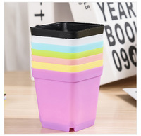 Pot de fleurs en plastique, série Mini Macaron, style INS, haute qualité, carré, épais, créatif, pour plantes succulentes
