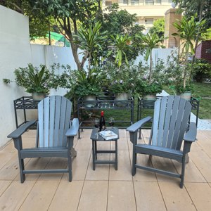 Sedia Adirondack Moderna <span class=keywords><strong>e</strong></span> Confortevole, Impermeabile <span class=keywords><strong>e</strong></span> Resistente allo Sbiadimento, in Plastica Effetto Legno per Giardino, <span class=keywords><strong>Cucina</strong></span> <span class=keywords><strong>e</strong></span> Parco - Product Image 1