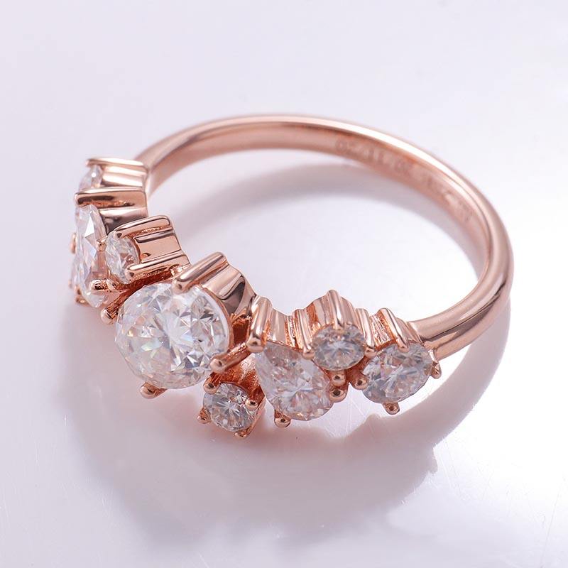 Real solid 18K gold moissanite diamond ring