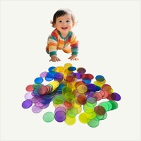 Jetons de Bingo et de Poker Transparents Personnalisés de 19 mm d'Épaisseur, Couleur Unie, pour l'Apprentissage des Mathématiques et les Jeux en Classe dans l'Éducation de la Petite Enfance