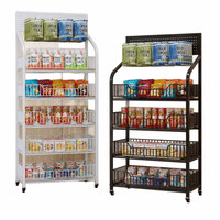 Étagère de présentation pour magasin de détail, 4 niveaux, en fil métallique, avec roulettes, pour bonbons, boissons et marchandises, largeur 50 cm