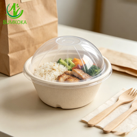 SUMKOKA Couvercle Dôme Transparent en PET 125*40mm pour Bol à Crème Glacée en Bagasse de Canne à Sucre, Couvercle Jetable en Plastique Transparent pour Bol à Crème Glacée