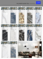 Carrelage Céramique Brillant Poli Effet Marbre Porcelaine pour Sol et Mur, Formats 60x60, 80x80, 60x120, Prix Usine CDPH