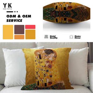 Gustav Klimt the Kiss <strong>Linen</strong> <strong>Cushion</strong> <strong>Cover</strong> Retro Oil Painting Decorative Pillows Custom Pillowcase Home Decor Throw Pillow <strong>Cover</strong>/ - Product Image 1