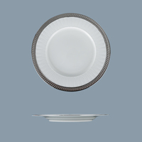 Assiette de table ronde en porcelaine fine plaquée argent de luxe P&T pour la restauration en gros