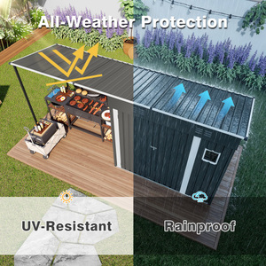 Abri métallique 4x12FT à pignon incliné, combinaison pergola à côtés ouverts en acier galvanisé, pour rangement extérieur, jardin et cour arrière - Product Image 3