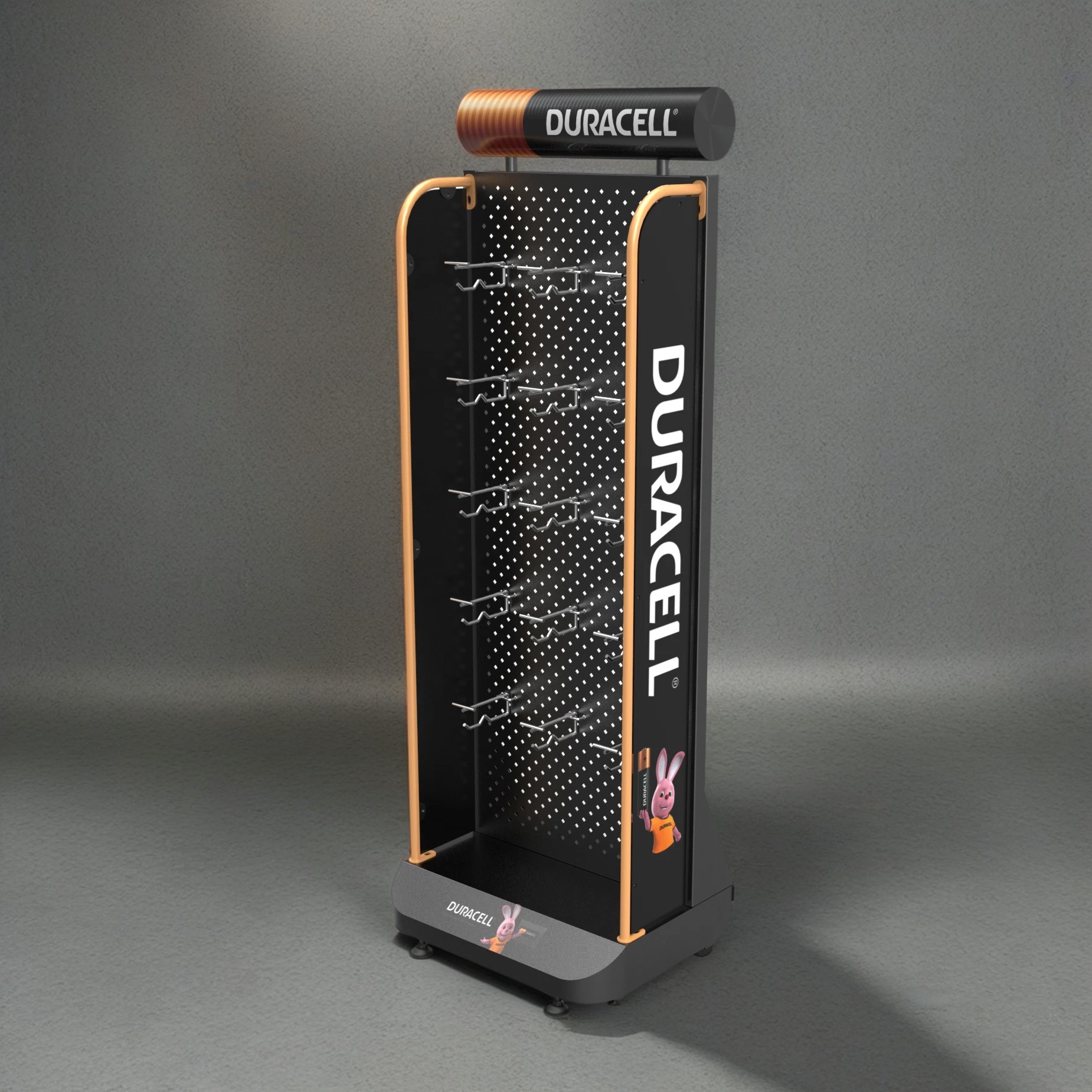 AA Battery Display Rack Pegboard Floor Display Stand with Hanging Hooks — view 3