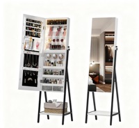 Miroir de maquillage de bureau éclairé avec fonctions grossissantes, interrupteur tactile, finition chromée blanche pour le maquillage quotidien et l'affichage de bijoux