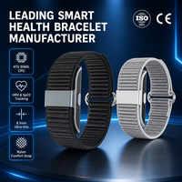 Bracelet intelligent sans écran pour la santé, 130 mAh, moniteur de fréquence cardiaque, de sommeil et de stress, alerte SpO2, étanche IP68, tracker de fitness, bracelet en nylon