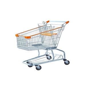Chariot de courses en acier galvanisé durable avec roues en PU de 4 pouces pour supermarchés et entrepôts, vente en gros et au détail - Product Image 1