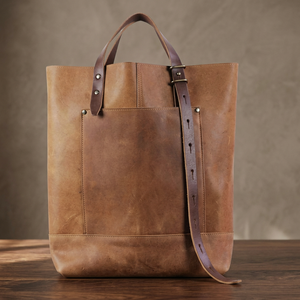 Bolso de Mano Elegante para Mujer, de Cuero Genuino, Ligero, Plegable, con Cierre de Cremallera, Gran Capacidad, Impermeable, Extraíble - Product Image 3