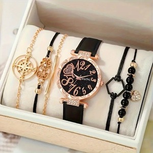 Ensemble de 6 montres à quartz pour femmes, style simple et frais, <span class=keywords><strong>bracelet</strong></span> à perles d'abaque, cadeau d'anniversaire ou de Noël - Product Image 2
