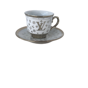 Ceramic Gold Foil Coffee Cup and Saucer Set Oven &amp; Microwave Safe Suitable for Household Daily <strong>Drinking</strong> &amp; Luxury Afternoon Tea - Product Image 1