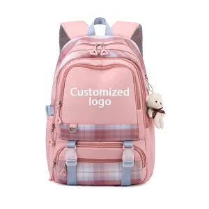 JIANGLIDA Mochila escolar de nylon com logotipo personalizado, mochila escolar de grande capacidade, mochila escolar de alta qualidade para meninas, moda diurna