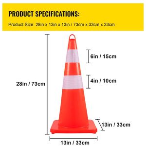 Cônes de sécurité en PVC haute visibilité avec col réfléchissant pour le contrôle de la circulation et la sécurité des chantiers de construction - Product Image 3