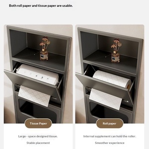 Niche de toilette encastrée moderne et minimaliste en acier inoxydable avec boîte à mouchoirs intégrée - Product Image 2