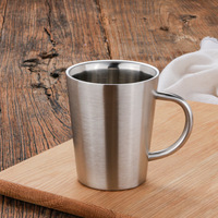 Mug isotherme 350 ml en acier inoxydable à double paroi, écologique, pour café, bière et spiritueux, avec poignée, idéal pour le camping