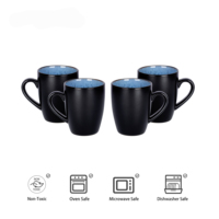 Elegance Ware Ensemble de table en porcelaine bicolore noir pour l'extérieur et bleu pour l'intérieur en céramique émaillée en vente