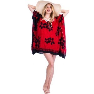 Vestido Poncho de Playa para Verano, Estampado Floral, Informal, Traje de Baño, Ropa de Playa - Product Image 4