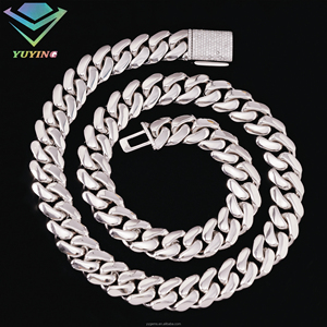 Collier chaîne cubaine en argent 925 plaqué or 18 carats avec moissanite VVS certifiée GRA, coupe brillante, pour homme, style hip-hop - Product Image 1