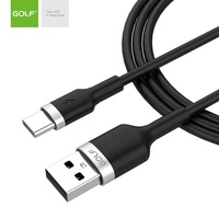 Kabel USB pengisi daya Cepat Tipe c 2,4 A kabel data USB-C ke usb A kepang nilon