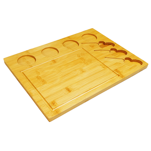 Ensemble de planches à charcuterie <span class=keywords><strong>vintage</strong></span> en bambou, planche de service en bois pour steak avec couteau, coupelle à sauce et bols en céramique pour blocs de découpe - Product Image 3