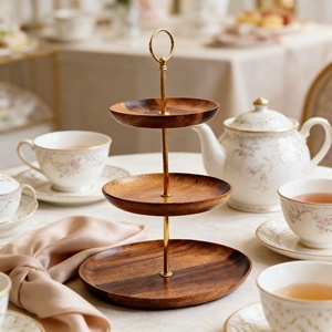 Présentoir en bois écologique à 3 niveaux pour gâteaux, 4 niveaux, mini présentoir à cupcakes en papier <span class=keywords><strong>individuel</strong></span>, pour mariage, tour eiffel, pièces - Product Image 1