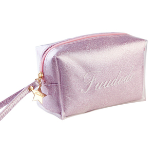 Pochette de voyage transparente pour maquillage, sac cosmétique brillant en PVC transparent, vente en gros, imperméable, portable, grande capacité, fermeture éclair - Product Image 1