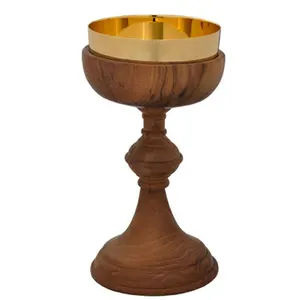 קתולי עץ גביע עם פליז כוס-C-1007