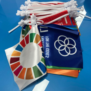 Cheap Sales Promotion Pennant Banner Triangle Rainbow Flag PVC Bunting Flags Paper Flags for Halloween and Christmas Decorations